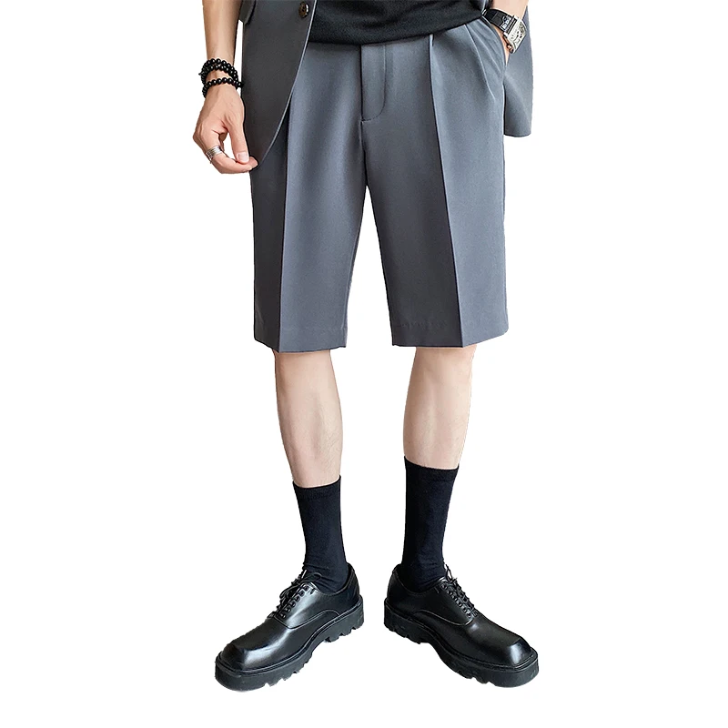 

Summer Mens Straight Suit Shorts Korean Style Chic Fashion Casual Dress Suit Shorts Male Streetwear Hip Hop Shorts Man
