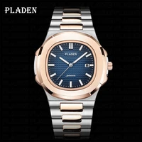 pladen rose gold men watches luxury high quality 316l steel auto date watch business casual sport clock relogio masculino 2022