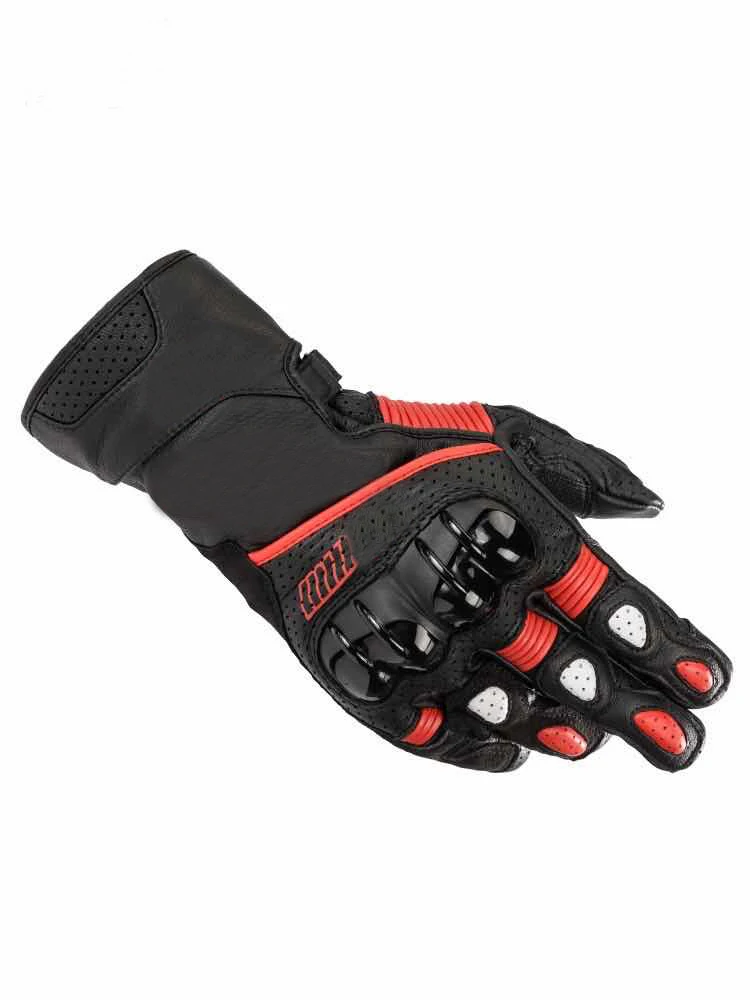 

Free shipping Black Red Gloves Alpine Gp Long Leather Gloves Motorbike Motocross Riding Street Moto Mens guantes luvas