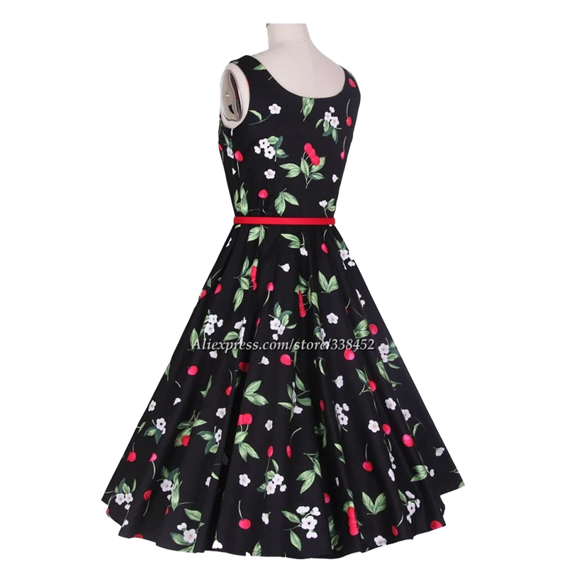 Винтажное хлопчатобумажное платье в стиле Мори с принтом вишни | Женская одежда