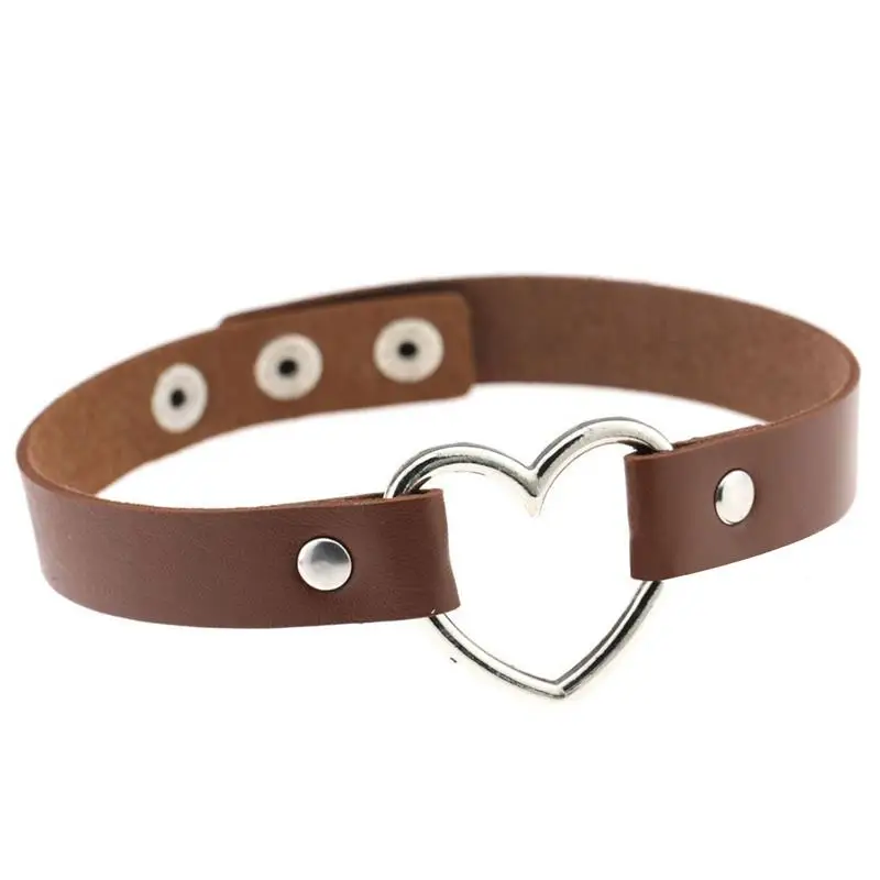 

2020 Punk PU Leather Lock Key Heart Round Spike Rivet Collar Studded Choker Necklace Body Birthday Party Gift chocker Jewelry