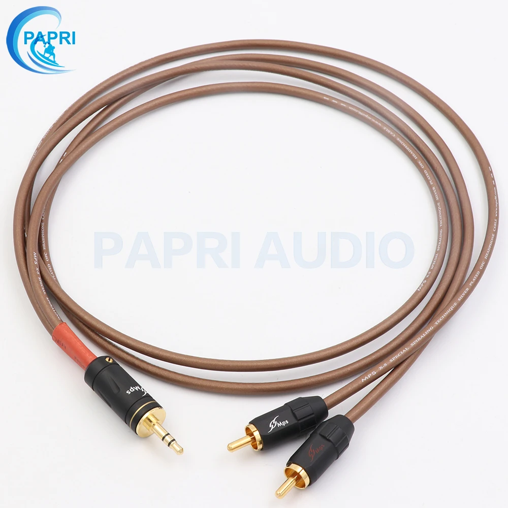 

Taiwan MPS X-5 99.9997% OFC Silver-plated 24K Gold Plated Plug DIY Custom 3.5mm To 2 RCA Audio 2 RAC Male To 3.5 Male Cable