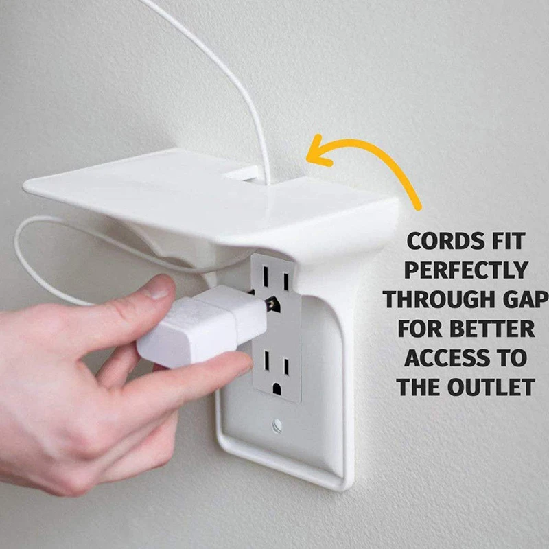 

Stand Mobile Charging White Easy Install Outlet Shelf Multifunction Hardware Storage Wall Mount Simple Power Perch Socket Rack