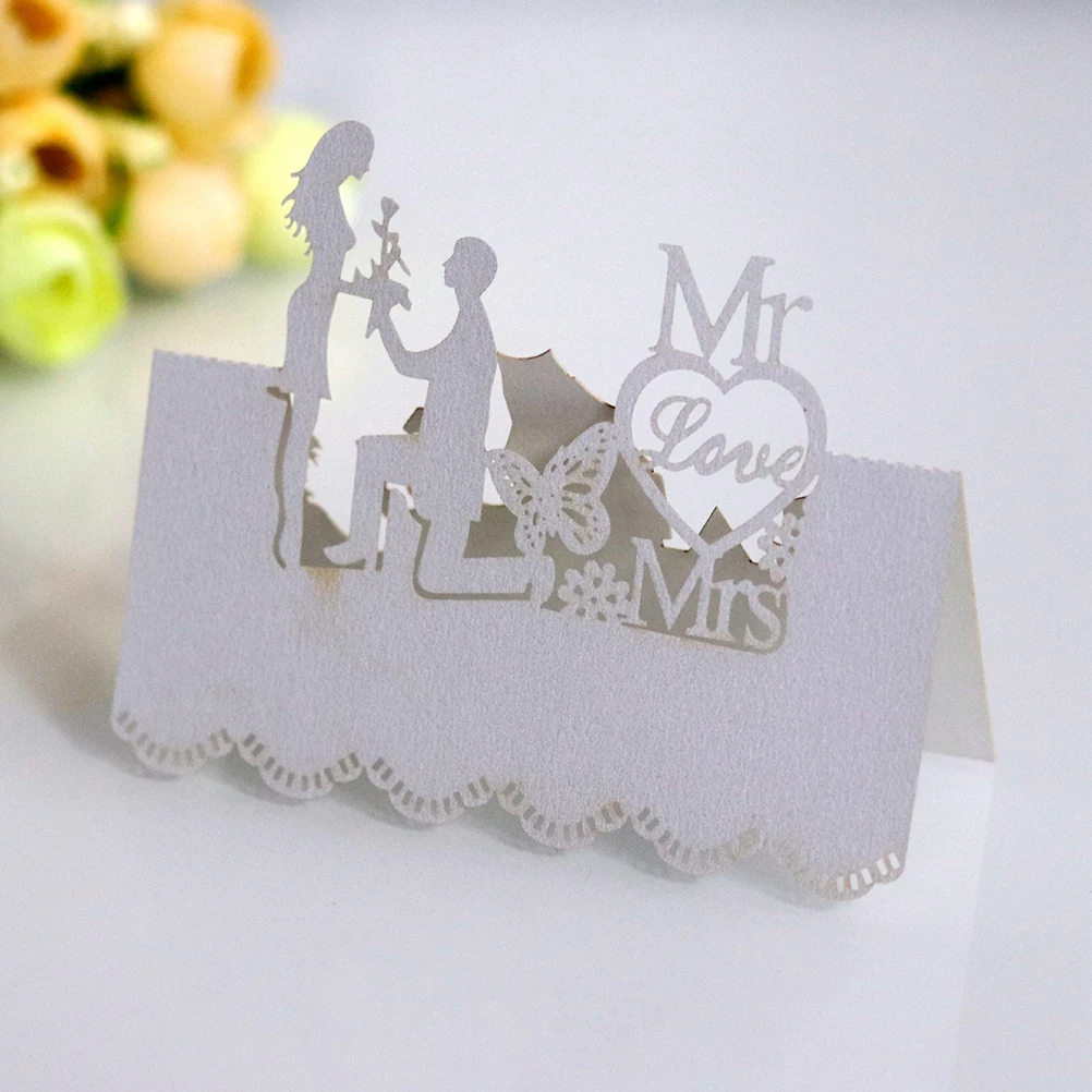 50 шт. Роскошная пустотелая элегантная карточка для сиденья на день рождения