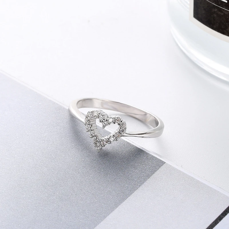 

Original light luxury silver jewelry classic heart glitter closed ring female fashion heart middle finger wear3