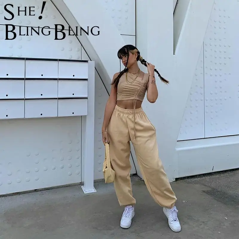 SheBling в рубчик без рукавов на лето Для женщин топы с бретельками и асимметричным