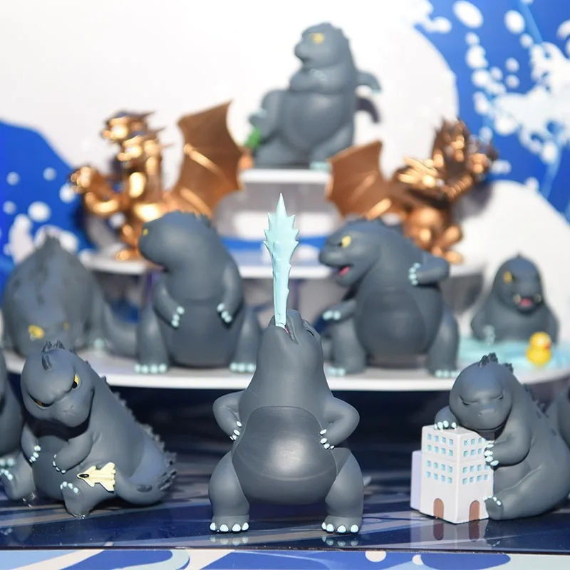 12 шт./компл. Q версия Gojira Godzilla Милая ПВХ фигурка Коллекционная модель игрушки |