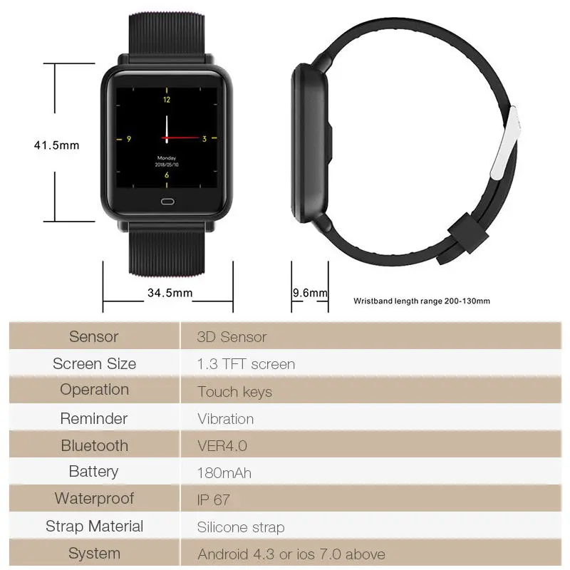 Умные часы Diggro Q9 с монитором артериального давления и пульса IP67