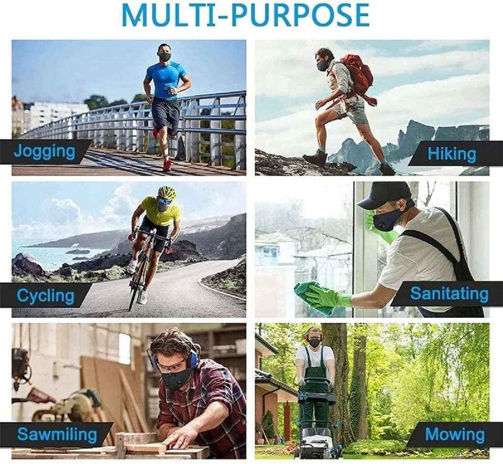 Маска для лица многоразовая с карбоновыми фильтрами 3 шт. моющаяся маска от пыли 9