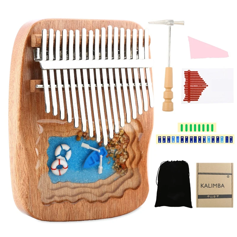 

17 Keys Kalimba Mahogany Resin Thumb Piano Keyboard Musical Instrumentos High Quality Finger Piano with Tune Hammer
