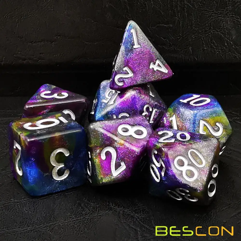 Milky Way in Bulk Bescon Звездная ночь игральные кости набор серии, 7 шт. многогранные РПГ кости набор Млечный путь, полночь, сумерки - Цвет: Milky Way in Bulk