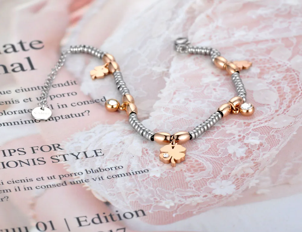 трендовая Подвеска со стразами в виде цветка из нержавеющей стали браслеты для