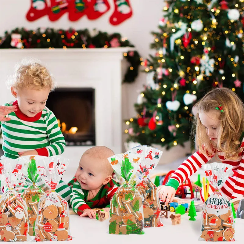 Рождественский Подарочный пакет Прозрачные полиэтиленовые пакеты для подарков