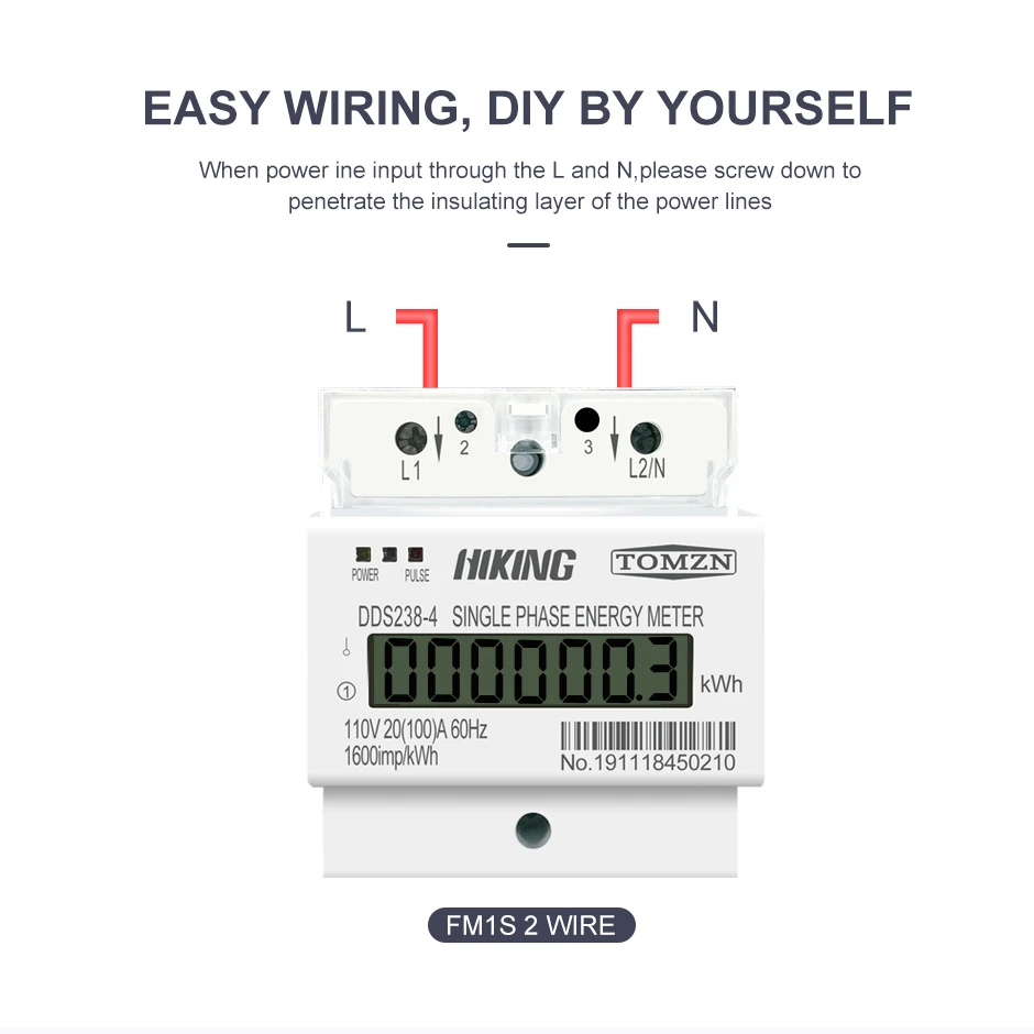 20(100)A 110V 60HZ DDS238 4 Однофазный Din rail KWH Watt час din energy meter LCD|lcd port|lcd tv card readerlcd clock |
