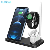 wireless charger station 4 in 1 qi fast charging stand dock for apple watch iwatch 6 se 5 4 3 2 airpods iphone 12 11 xs xr x 8