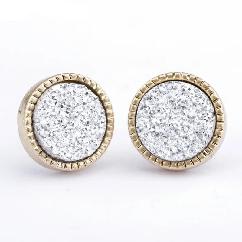 

Mini Round Druzy Fashion Designer Stud Earrings Resin Druzy Round Brand Stud Earrings