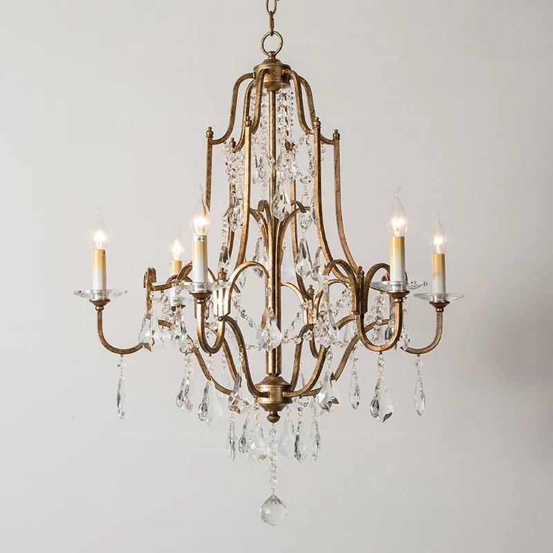 Винтажная Золотая большая Подвесная лампа s светильник для французской страны