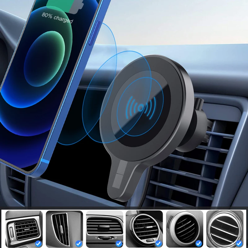 15w qi wreless car charger magnetic phone holder for iphone 12 car air outlet magnetic fast charger for iphone 12 free global shipping