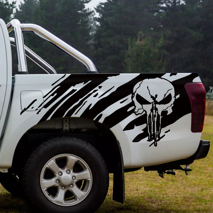 Car exterior 2 Pcs skull side stripe graphic Vinyl sticker for isuzu dmax 2012-2019 | Автомобили и мотоциклы