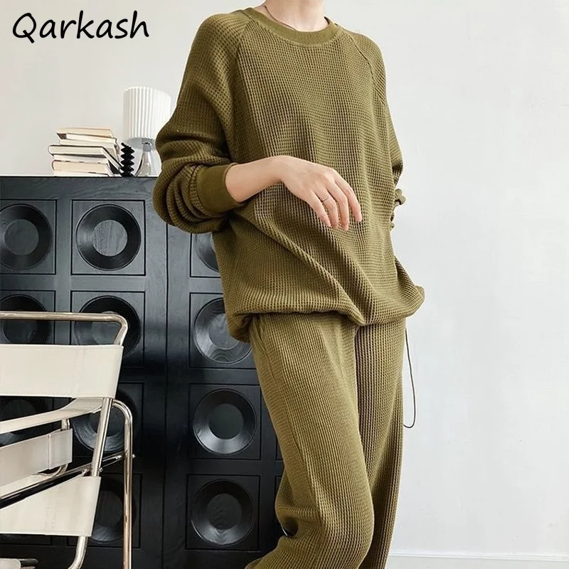 

Sets Women All-match Solid Simple Ulzzang Workout Soft Autumn Clothes Fashion New Lady 2 Pieces Outfits BF Teens Friends Leisure