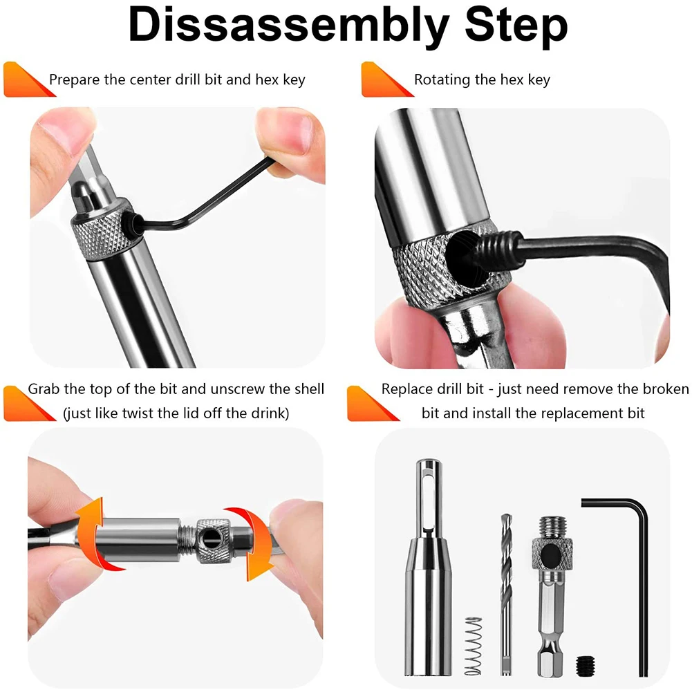 4/7/8 Pcs HSS Core Drill Bit Set Hole Puncher Hinge Tapper for Doors Self Centering Woodworking Power Tools | Инструменты