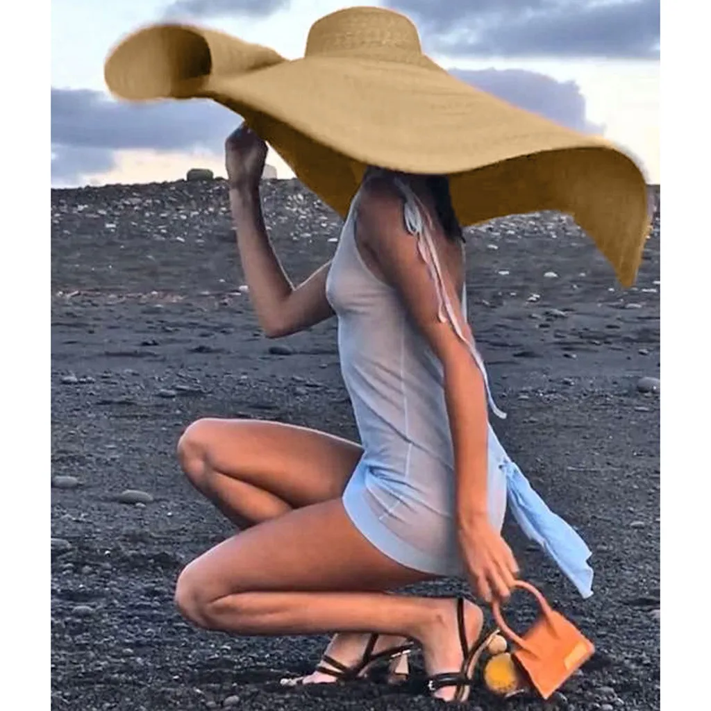 

Fashion Oversized Beach Hats For Women Large Sun Hat Beach Anti-UV Sun Protection Protection Foldable Sun Shade Hat Wholesale