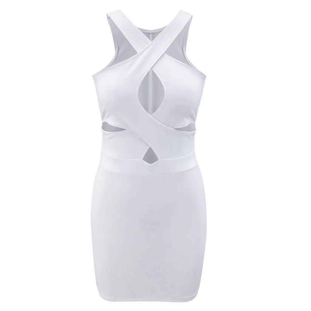 

White Sexy Dress Women Spaghetti Strap Dresses Female High Waist Sheath Club Dress Short Summer 2020 Mini Sleeveless Vestidos