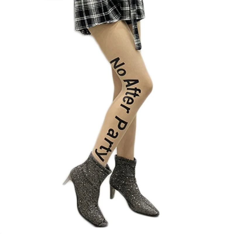 Для женщин сексуальный ультра-тонкие прозрачные колготки с рисунком и буквенным