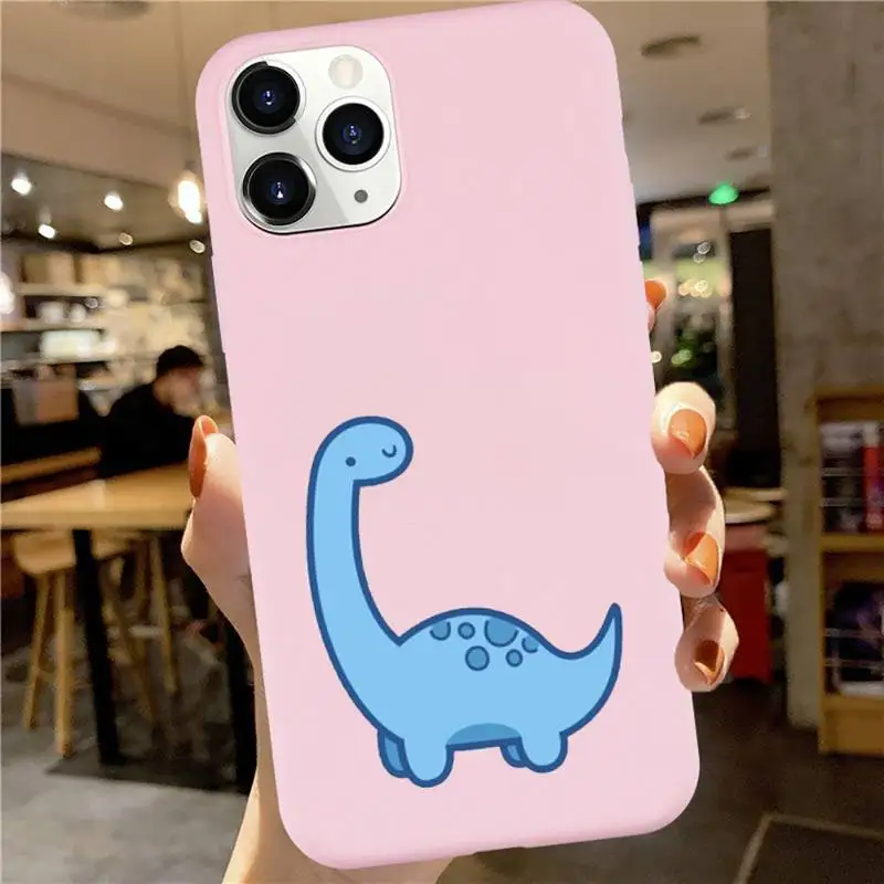 

Little dinosaur cute cartoon animal Phone Case Candy Color for iPhone 6 7 8 11 12 s mini pro X XS XR MAX Plus