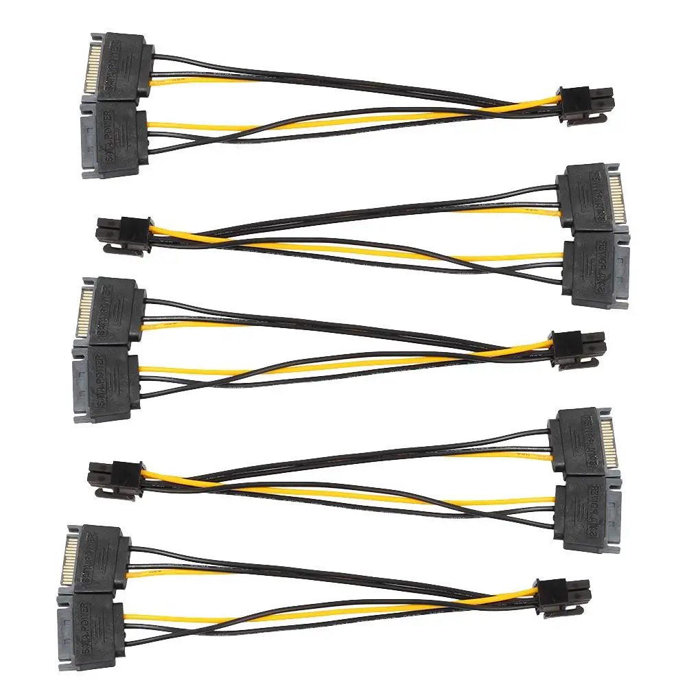 5 шт./лот Универсальный 6 контактный к двойному 15 контактному кабелю питания SATA