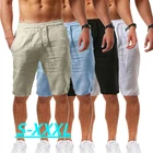 Летние мужские повседневные спортивные хлопковые и льняные удобные модные шорты для бега