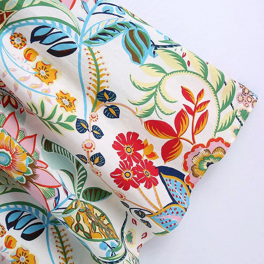 

XEASY 2021 New Summer Bohemia Women Vintage Casual Floral Print Skirt Female Fashion Loose Elastic Hight Waist Midi Skist