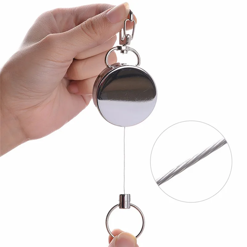 

Hot Selling Resilience Steel Wire Rope Elastic Keychain Recoil Sporty Retractable Alarm Key Ring Anti Lost Yoyo Ski Pass ID Card