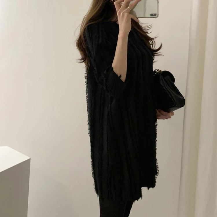 

Fatika Autumn Winter Women's Short Dresses Three Quarter Sleeve Korean Style High Street Elegant Casual Solid Mini Dress