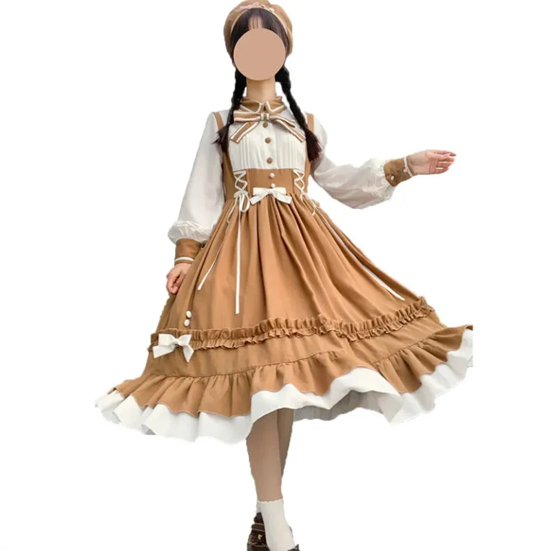

Mothybot Classical Lolita Dress For Women Cute Elegant Lace Bow Sweet Lolita Girl In Garden With Hat