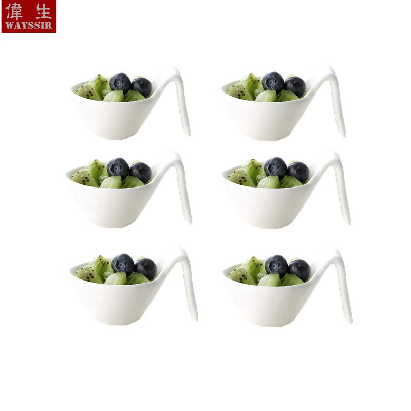 Ложка в форме ручки 6 шт. салатница для закусок высокий белый фарфоровый отель