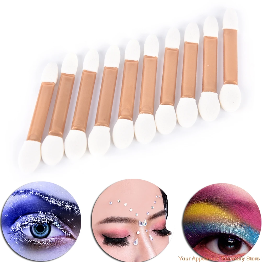 

10 PCS/LOT Fashion Professional Double-Ended Disposable Eyeshadow Sponge Makeup Brushes 5.8cm