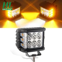 haolide 4 inch 7d led work light bar cube side white amber strobe lamp 4 modes flashing auto driving fog light bar