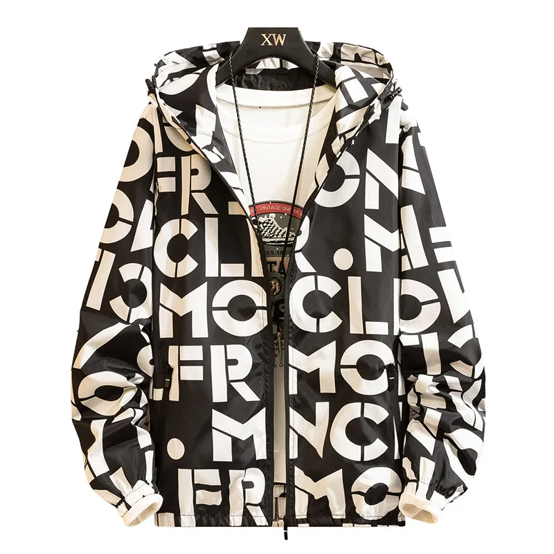 Мужские куртки с буквенным принтом Повседневная ветровка на молнии трендовая