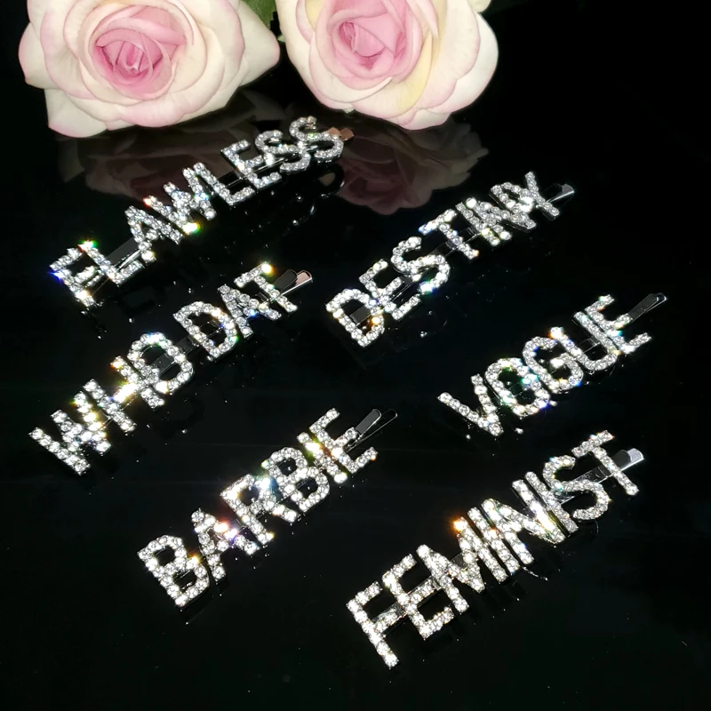 Новое поступление Лидер продаж буквы заколки для волос со стразами &quotженских