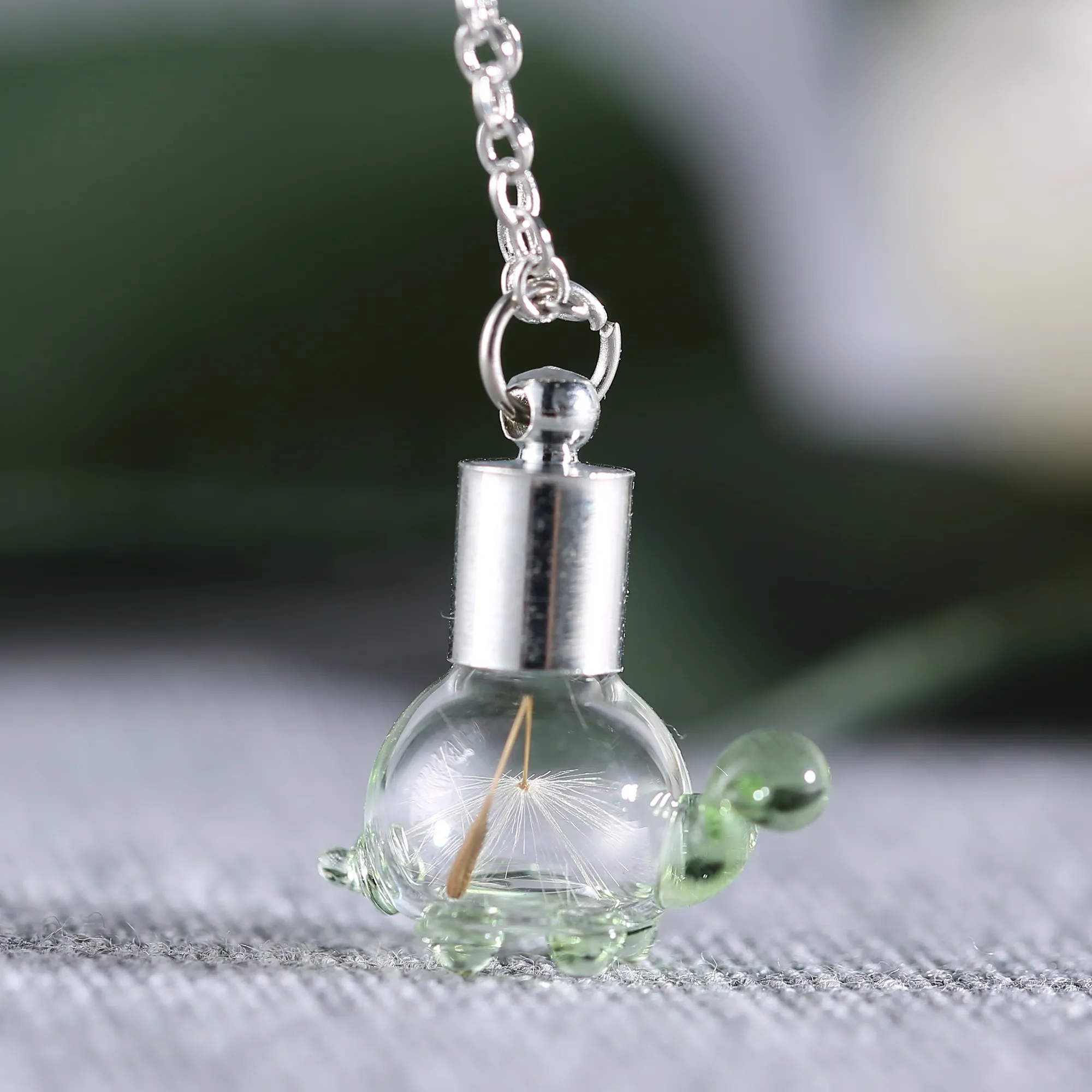 Ожерелье женское из прозрачного стекла с подвеской в виде одуванчика и черепахи |