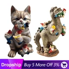 Озорный кот ест рыбный сад статуя гнома фигурка для детей и взрослых игрушка для улицы сада газона украшения декоративные подарки дропшиппинг