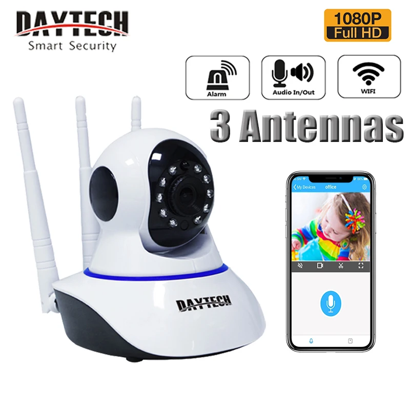 Ip камера DAYTECH с 3 антеннами безопасности 1080P Wi Fi видеонаблюдения датчиком движения