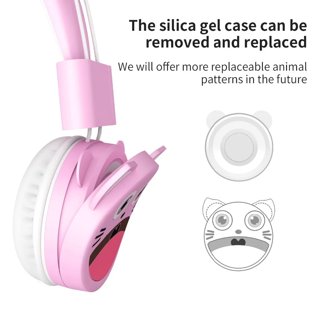 

Wired Headphones 3.5mm Cartoon Foldable Cute Earphone Cat Girls Boys Gifts Children Headset Music Mobile Phone Noise Cancelling