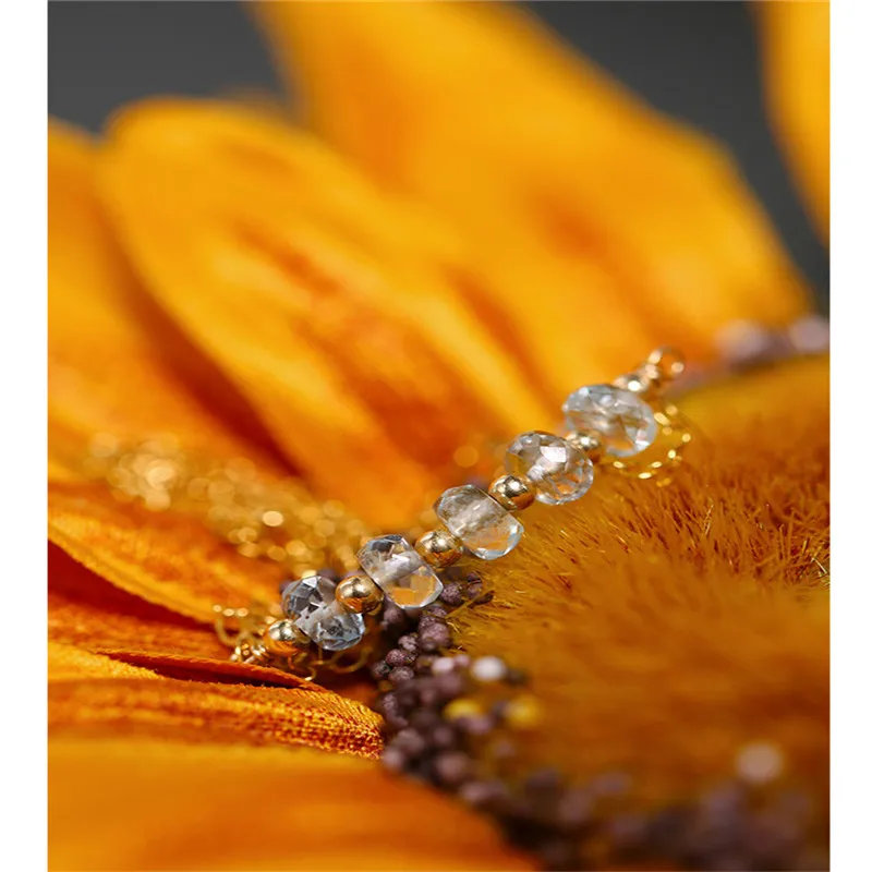 DMBS027 Аквамарин кулоном женское колье из драгоценных камней натуральной желтого