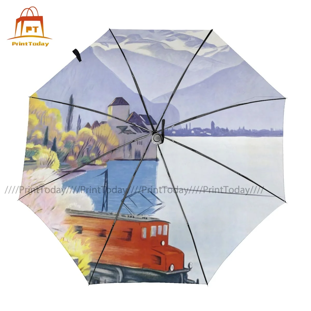 

Railway Umbrella Windproof Auto Umbrella Mini Design Reinforced Trekking Umbrella