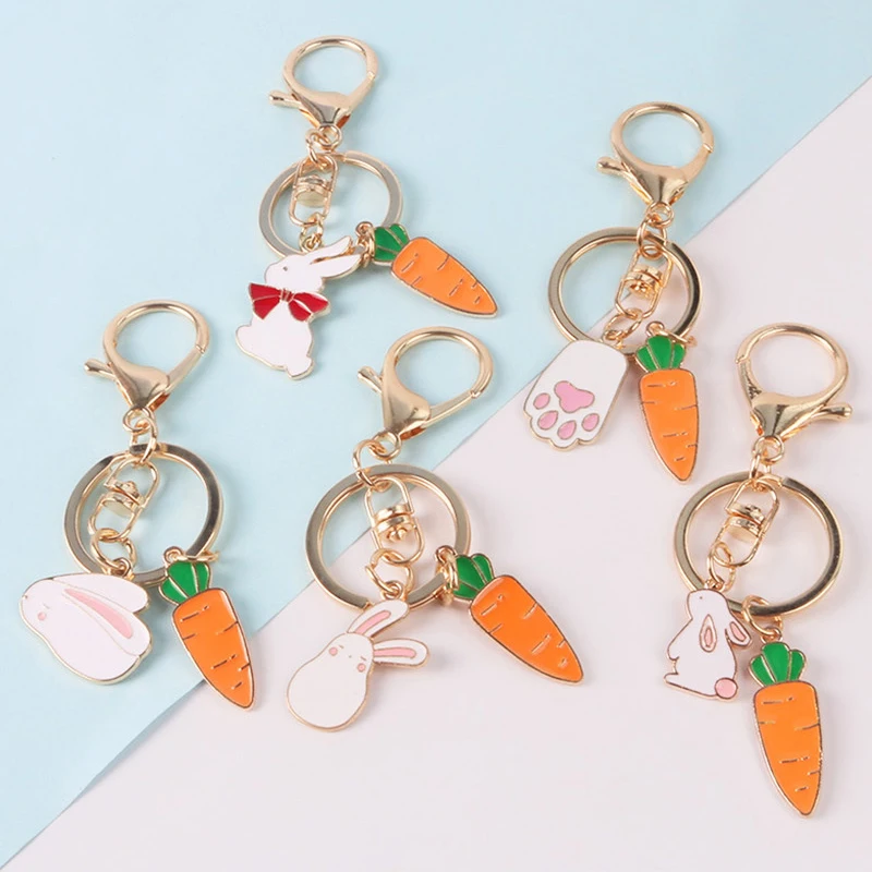 Фото Милый мультяшный брелок для ключей женщин и девочек с милой морковкой детский
