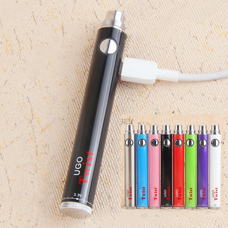 Купи 5 шт./лот UGO Twist батарея электронная сигарета боковая зарядка evod twist 3, 3-4, 8 переменное напряжение 650/900 мАч батареи vape pen за 1,541 рублей в магазине AliExpress