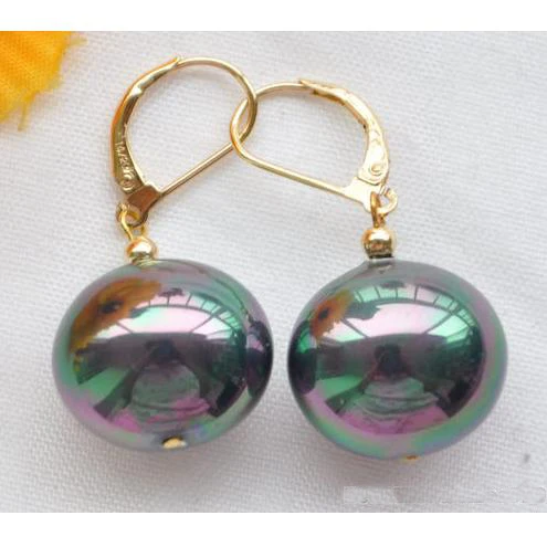 Новое поступление любимые жемчужные серьги 16x20 мм павлин черное яйцо жемчуг