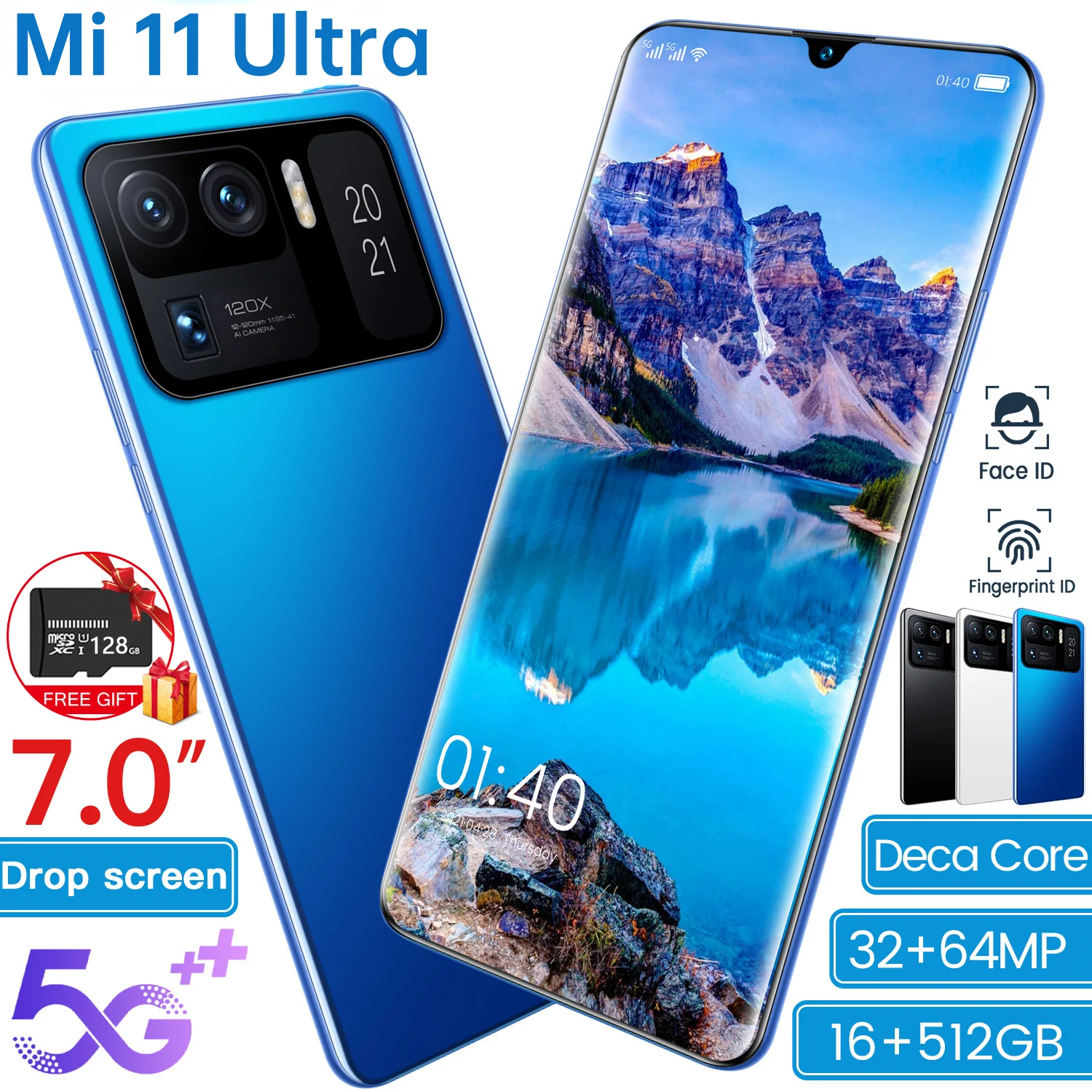 Xiaomi-tel&eacute;fono m&oacute;vil inteligente 5G versi&oacute;n Global, Smartphone con pantalla de gota de 7,0 pulgadas, 16GB + 512GB para Xiaomi Mi 11 Ultra, Huawei y Samsung-0